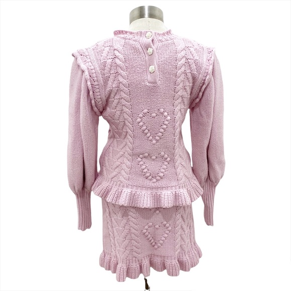LOVESHACKFANCY Calantha Pullover Sweater & Brendana Knit Mini Skirt Set Size S - Picture 9 of 12